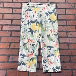 FDJ French Dressing Jeans Floral Pull-On Capri Pants Colorful Stretch Women's 2